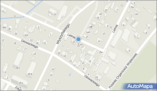 Radzymin, Letnia, 21, mapa Radzymin