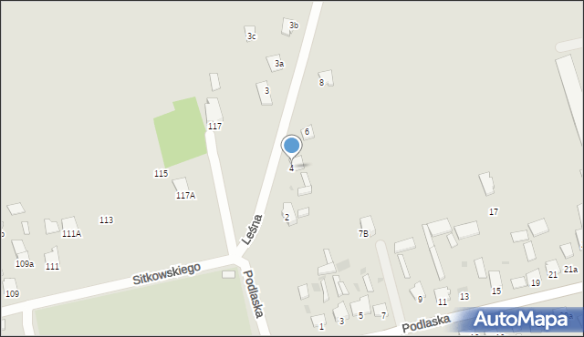 Radzyń Podlaski, Leśna, 4, mapa Radzyń Podlaski