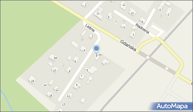 Rębiechowo, Leśna, 3, mapa Rębiechowo