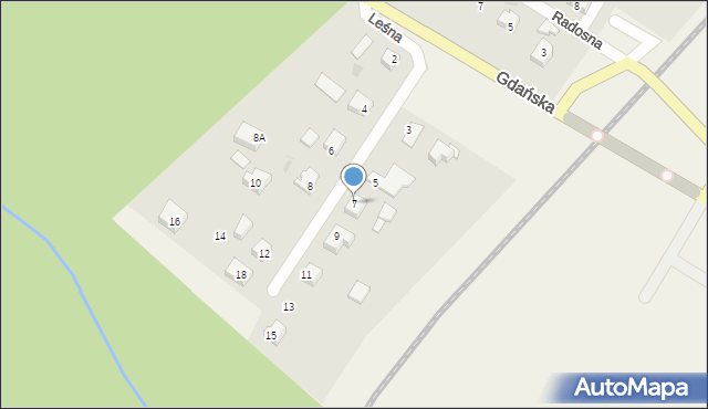 Rębiechowo, Leśna, 7, mapa Rębiechowo