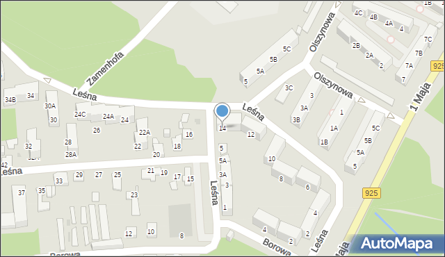 Ruda Śląska, Leśna, 14, mapa Rudy Śląskiej