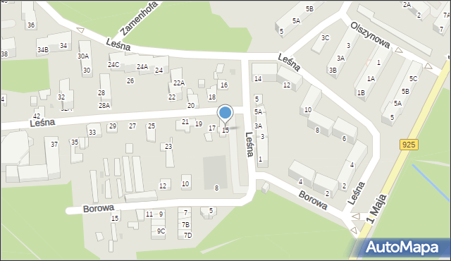 Ruda Śląska, Leśna, 15, mapa Rudy Śląskiej