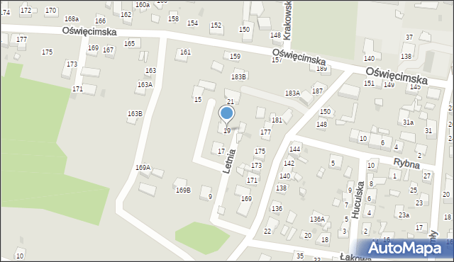 Ruda Śląska, Letnia, 19, mapa Rudy Śląskiej