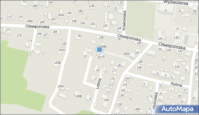 Ruda Śląska, Letnia, 21, mapa Rudy Śląskiej