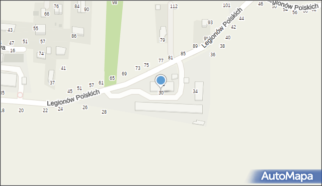 Rudawa, Legionów Polskich, 30, mapa Rudawa