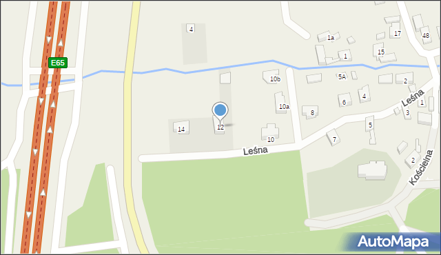 Rudno, Leśna, 12, mapa Rudno