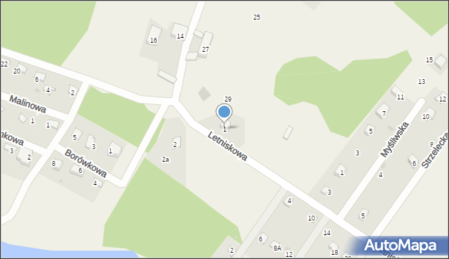 Rybakowo, Letniskowa, 1, mapa Rybakowo