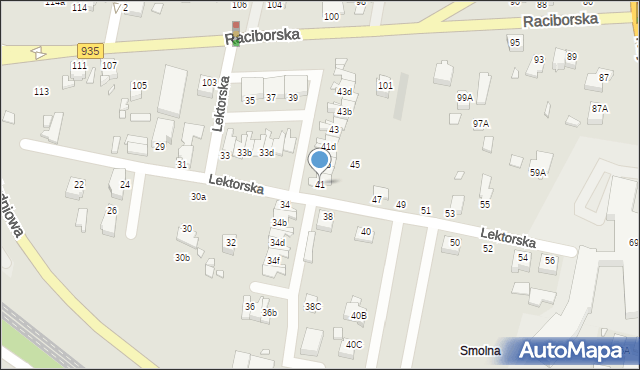 Rybnik, Lektorska, 41, mapa Rybnika