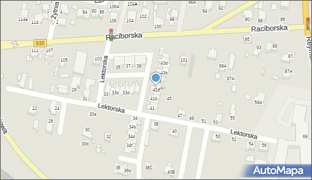 Rybnik, Lektorska, 41d, mapa Rybnika
