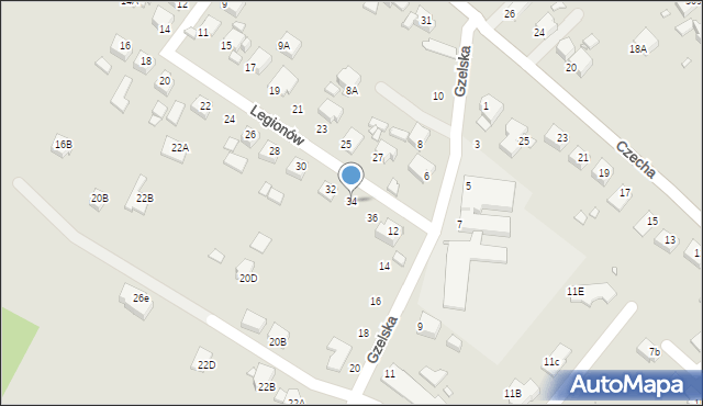 Rybnik, Legionów, 34, mapa Rybnika