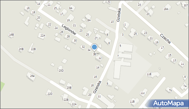 Rybnik, Legionów, 36, mapa Rybnika