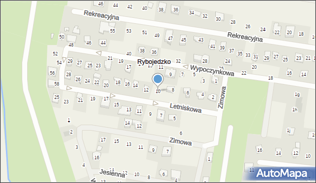Rybojedzko, Letniskowa, 10, mapa Rybojedzko