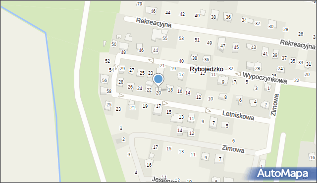 Rybojedzko, Letniskowa, 20, mapa Rybojedzko