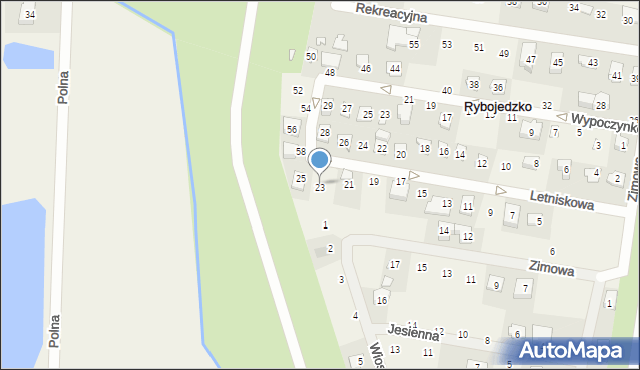 Rybojedzko, Letniskowa, 23, mapa Rybojedzko