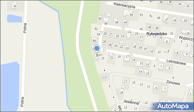 Rybojedzko, Letniskowa, 25, mapa Rybojedzko