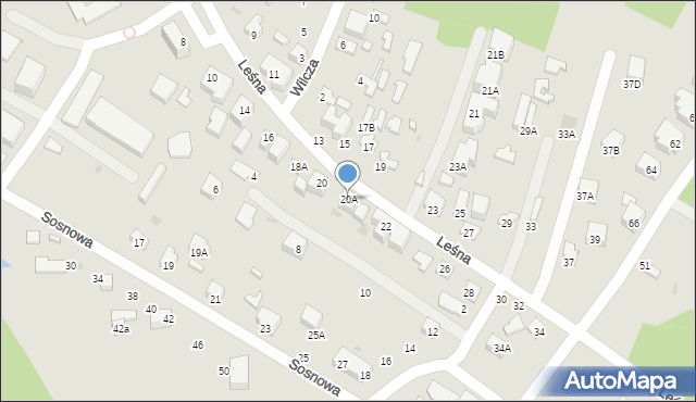 Siedlce, Leśna, 20A, mapa Siedlce
