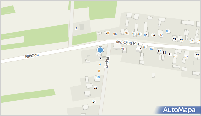Siedlec, Leśna, 4, mapa Siedlec