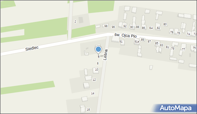 Siedlec, Leśna, 6, mapa Siedlec