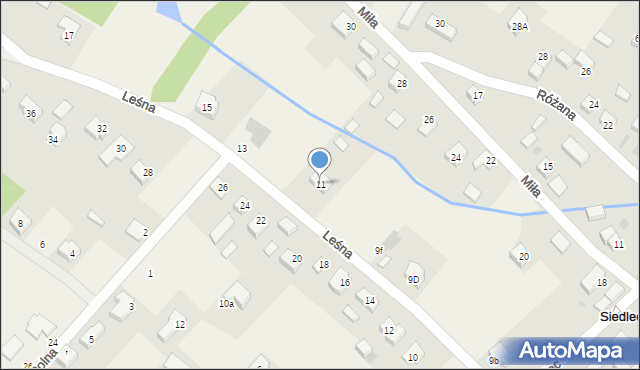 Siedlec, Leśna, 11, mapa Siedlec