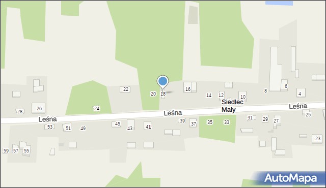 Siedlec Mały, Leśna, 18, mapa Siedlec Mały