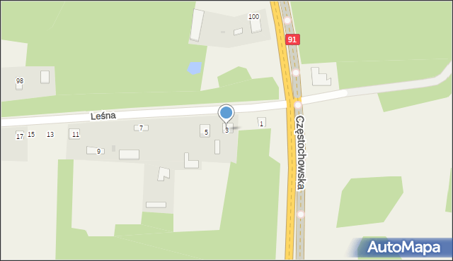 Siedlec Mały, Leśna, 3, mapa Siedlec Mały