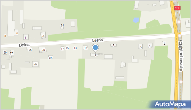 Siedlec Mały, Leśna, 9, mapa Siedlec Mały