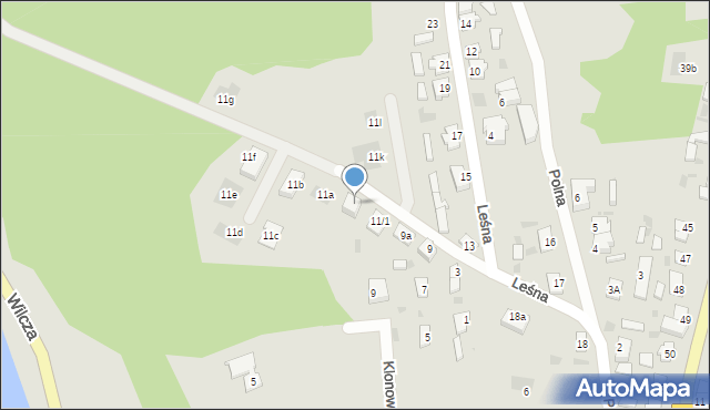 Sieraków, Leśna, 11/2, mapa Sieraków