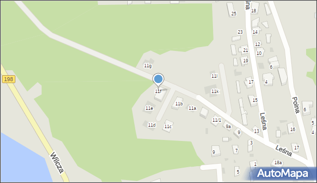 Sieraków, Leśna, 11f, mapa Sieraków