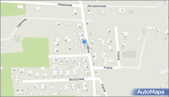 Sieraków, Leśna, 51, mapa Sieraków