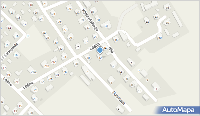 Sierakowice, Leśna, 32, mapa Sierakowice