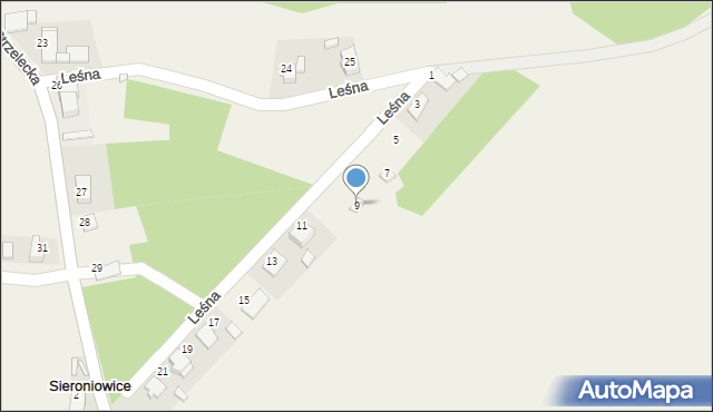 Sieroniowice, Leśna, 9, mapa Sieroniowice