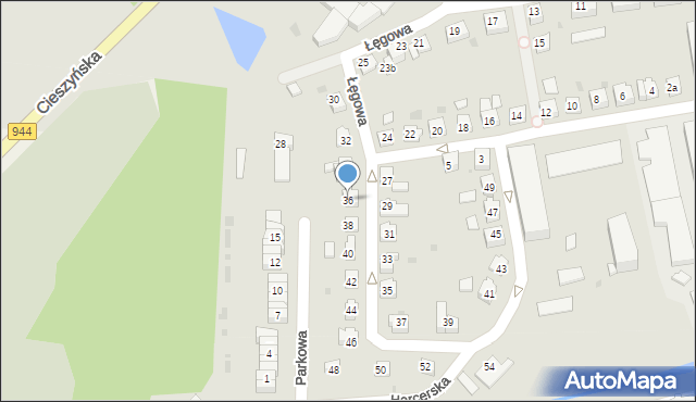 Skoczów, Łęgowa, 36, mapa Skoczów