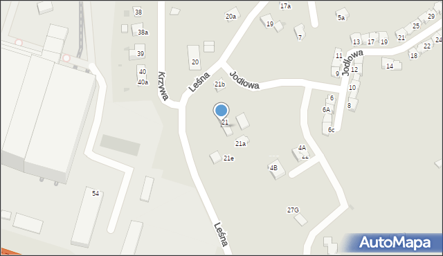 Skoczów, Leśna, 21c, mapa Skoczów