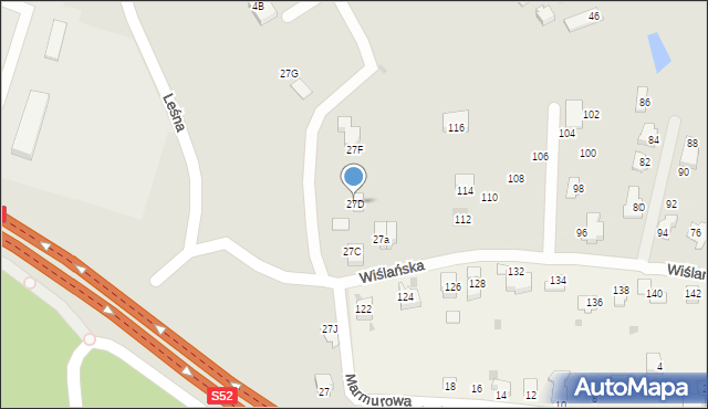 Skoczów, Leśna, 27D, mapa Skoczów