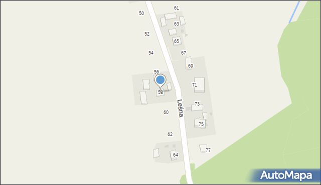 Skrzeszowice, Leśna, 58, mapa Skrzeszowice