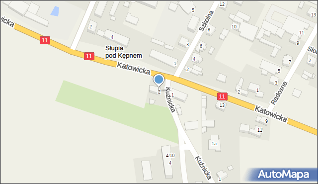 Słupia pod Kępnem, Leśna, 2, mapa Słupia pod Kępnem