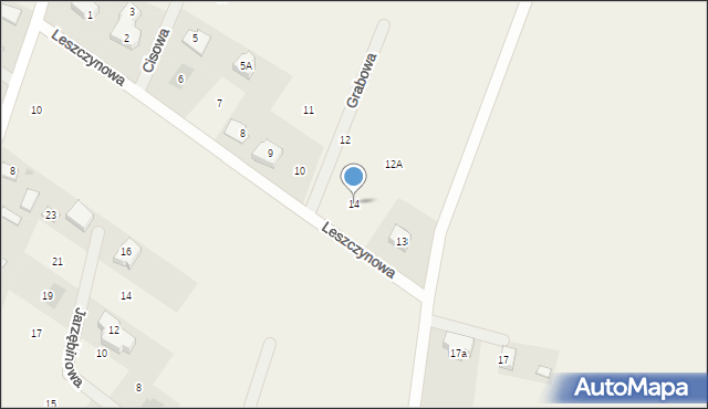 Słupno, Leszczynowa, 14, mapa Słupno