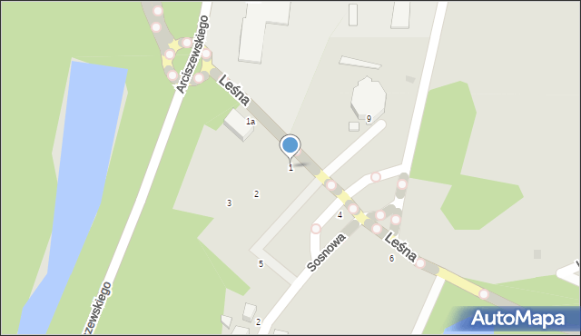 Słupsk, Leśna, 1, mapa Słupska