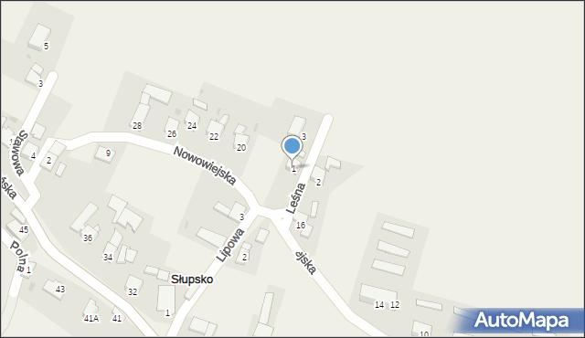 Słupsko, Leśna, 1, mapa Słupsko