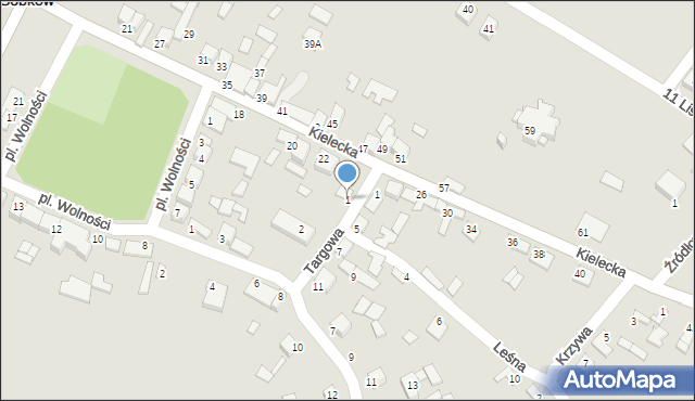 Sobków, Leśna, 1, mapa Sobków