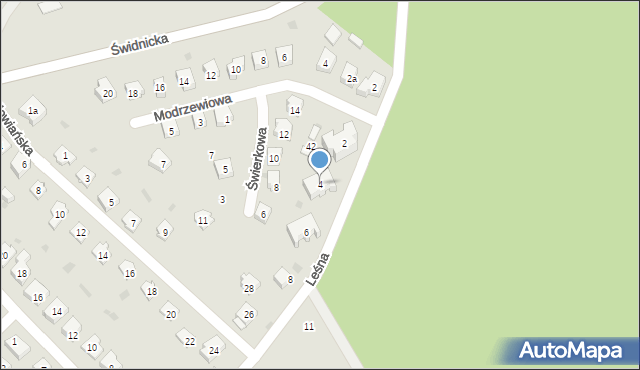 Sobótka, Leśna, 4, mapa Sobótka