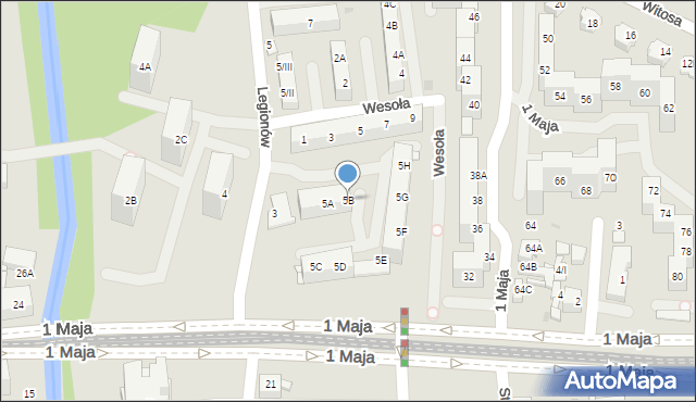 Sosnowiec, Legionów, 5B, mapa Sosnowca