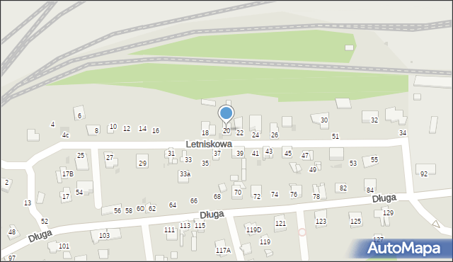 Sosnowiec, Letniskowa, 20, mapa Sosnowca