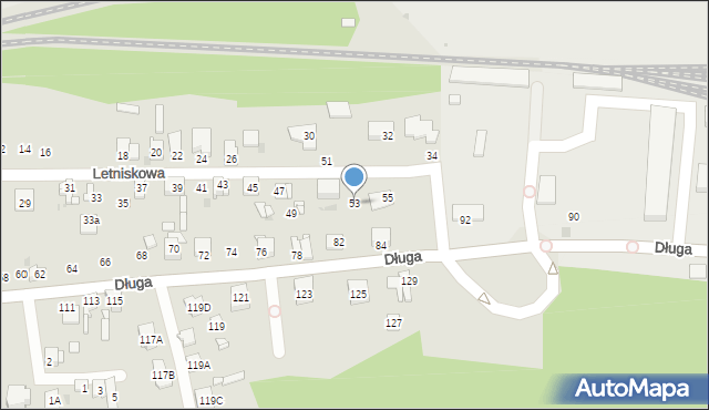 Sosnowiec, Letniskowa, 53, mapa Sosnowca