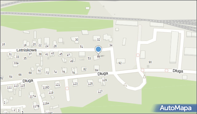 Sosnowiec, Letniskowa, 55, mapa Sosnowca