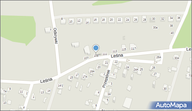 Sosnowiec, Leśna, 109, mapa Sosnowca