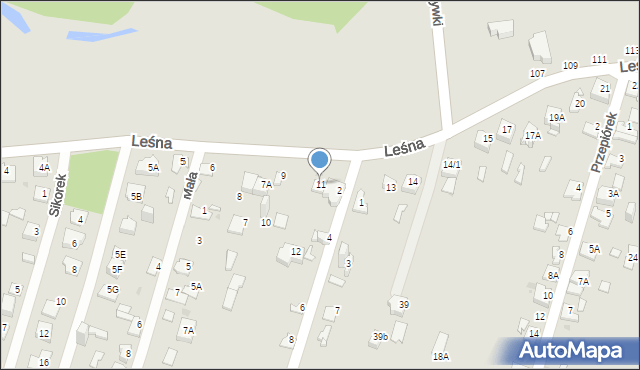 Sosnowiec, Leśna, 11, mapa Sosnowca