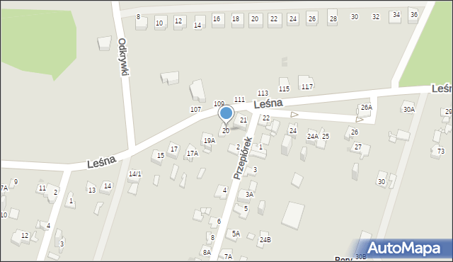 Sosnowiec, Leśna, 20, mapa Sosnowca