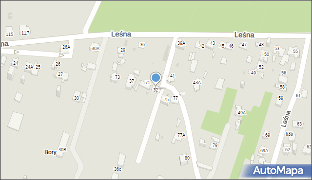 Sosnowiec, Leśna, 32, mapa Sosnowca