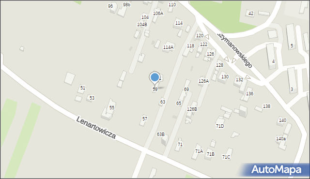 Sosnowiec, Lenartowicza Teofila Aleksandra, 59, mapa Sosnowca